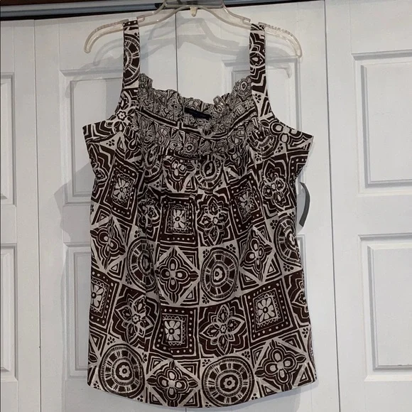 Tommy Hilfiger Brown Geometric Print Blouse - Picture 1 of 9